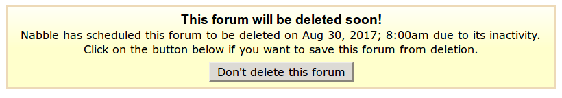 Forum Deletion Warning