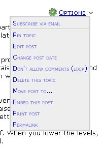 Dropdown menu for blog post