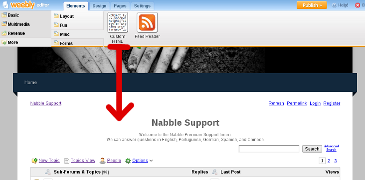 how to embed a forum on weebly