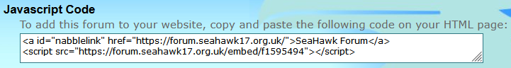 Forum Embedding Code